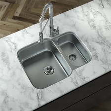 Liquida NR590SS Stainless Steel 1.5 Bowl Undermount Kitchen Sink Reversible