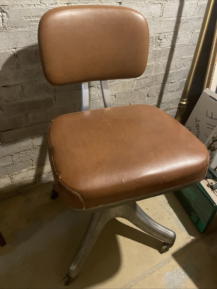 Vintage Shaw Walker Mid Century Industrial Swivel Rolling Desk