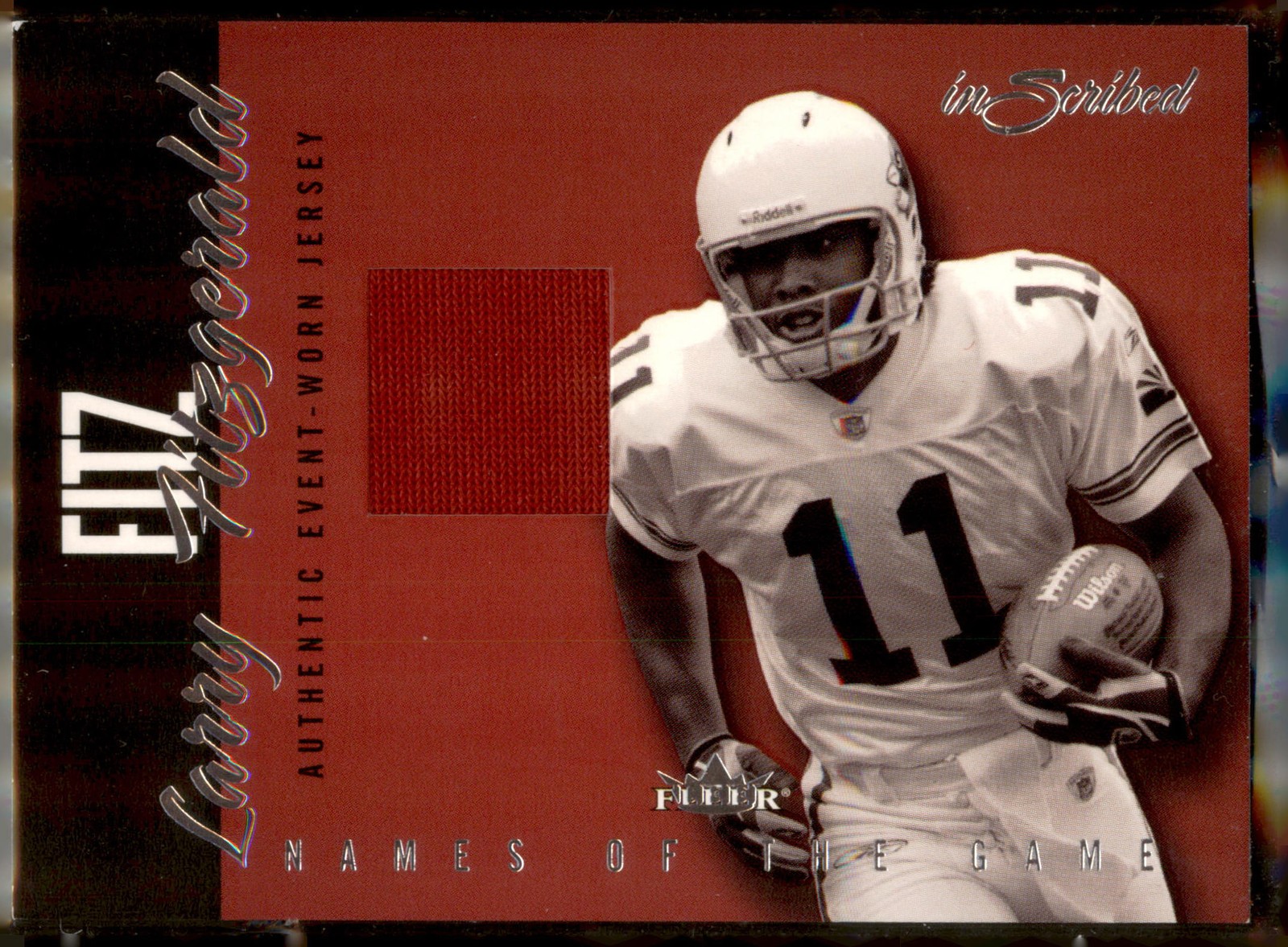 Larry Fitzgerald Fleer Inscribed Names of the Game Jersey #NGJLF Purple Patch
