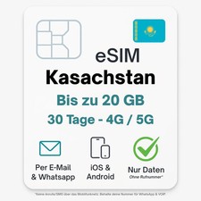 Kasachstan eSIM Datentarif digitale e SIM - per Mail- ohne Telefon Nummer
