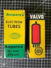 Pair EL34 Metal Base Vacuum Tubes Amperex Valvo 1957 Close Testing