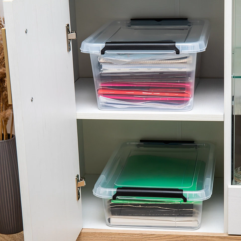 Aufbewahrungsbox mit Deckel 4er Set Kunststoffbox Stapelbox Lagerbox Regalbox - Bild 3 von 4