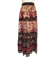 SOFT SURROUNDINGS Multicolor Print Embellished Hem Boho Maxi Skirt Women  s Sz M