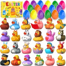 24 Pcs Easter Eggs with Rubber Ducks for Kids, Variety Bunny Duckies Assorted...