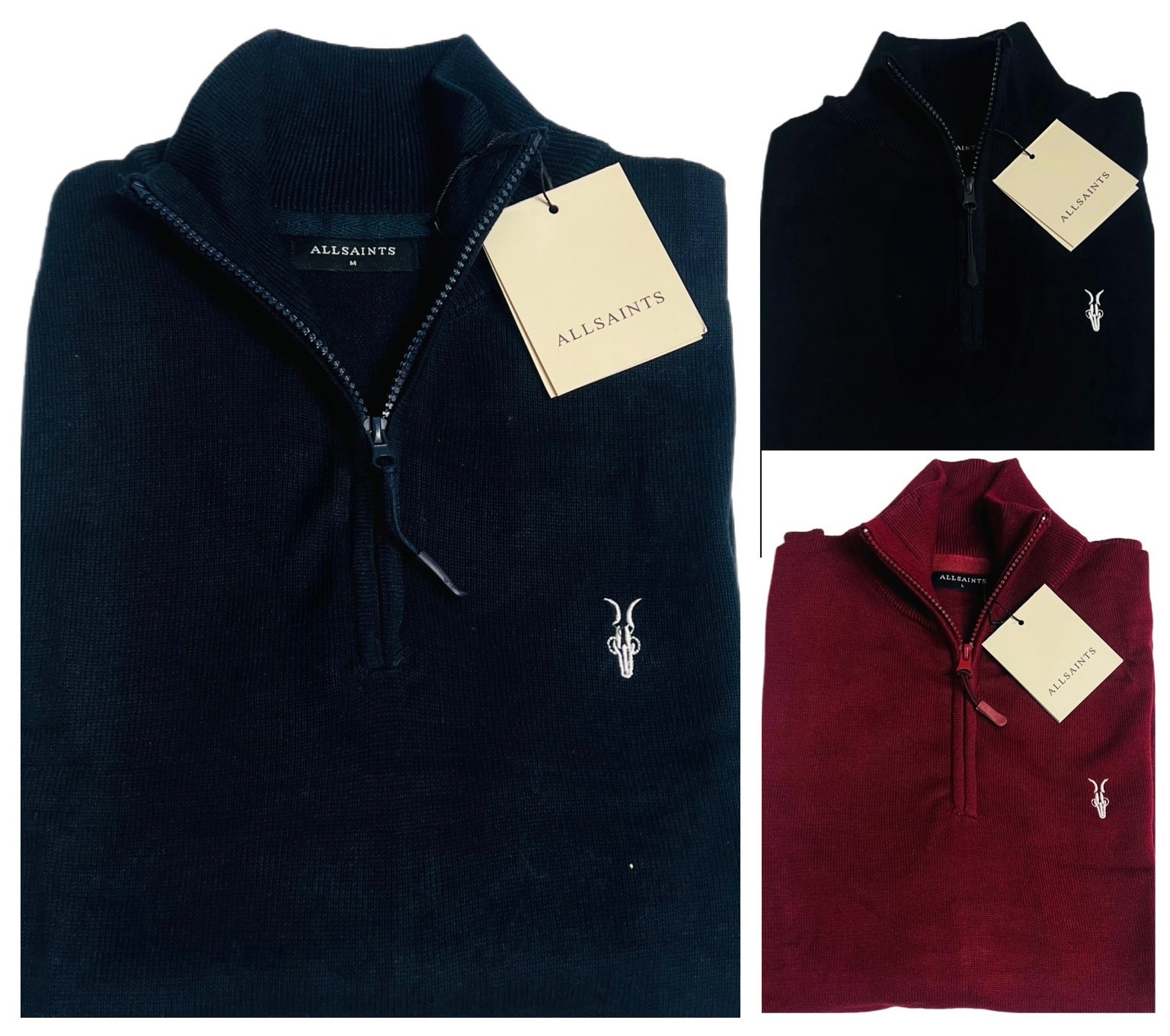 ALL SAINTS LONG SLEEVE BRAND NEW QUARTER ZIP JUMPER
