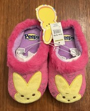 PEEPS Brand Plush Pink Slippers Size 9/10 NWT Easter Kids Size BRAND NEW