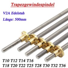 T10-T36 Leitspindel Rechtsgewinde Trapezgewindespindel V2A Edelstahl 500mm Länge