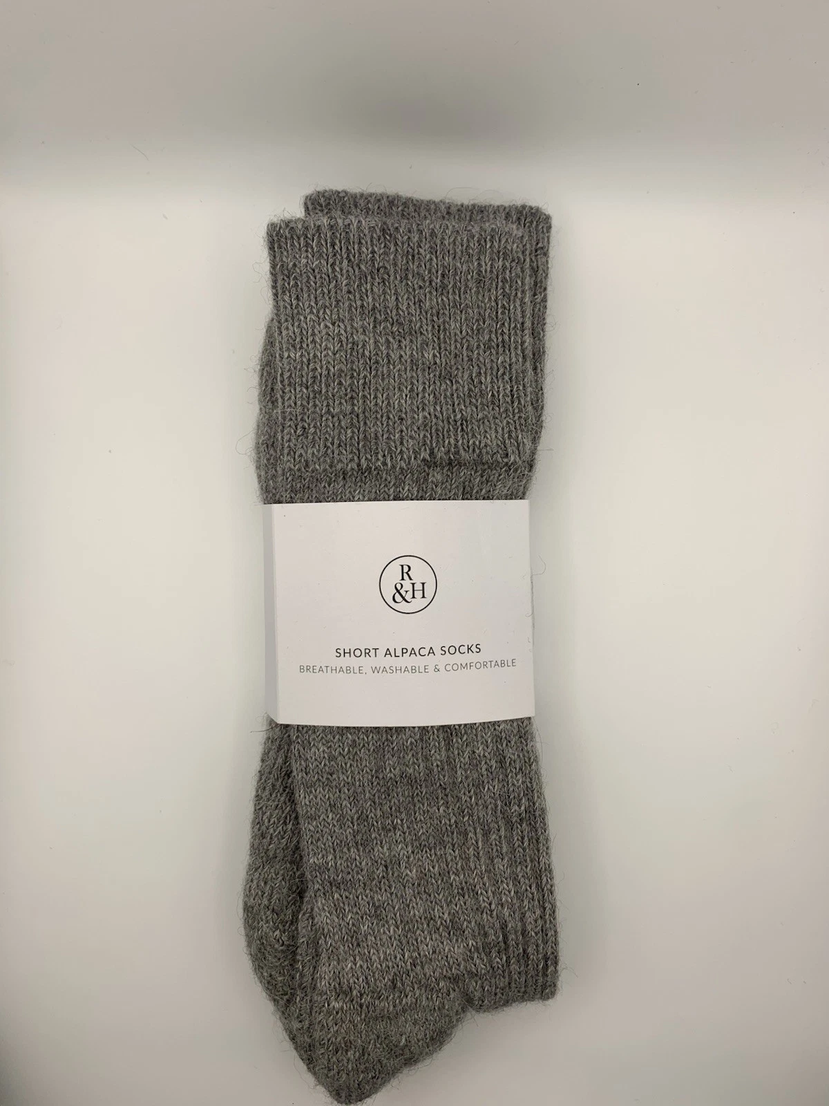 R&H Ryder & Hope Short Alpaca Socks 8-11 Adult Grey Breathable Freepost