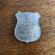 US Indian Police Silver Reproduction Sheriff Badge Shield Old West Bow and Arrow