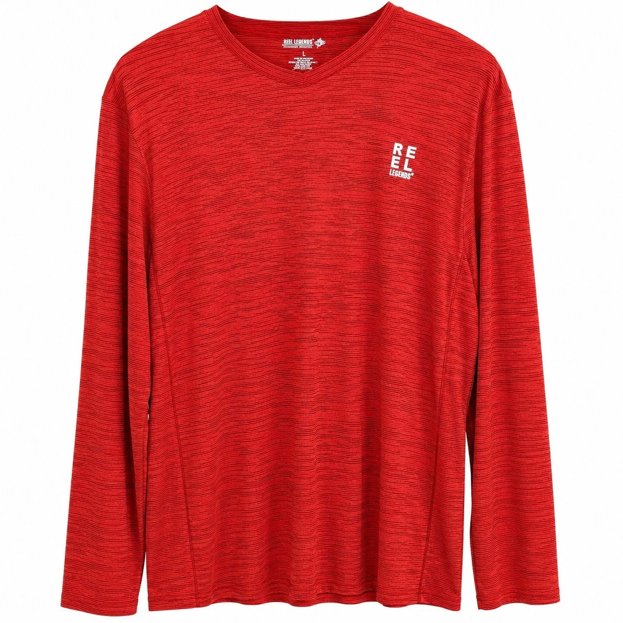 REEL LEGENDS Mens L SPF Fishing Shirt Red Heather Performance Surf Boat Gorpcore