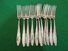 WMF Model 1500 Wave Pattern Appetizer Forks for 11 People Silver 90s Excellent