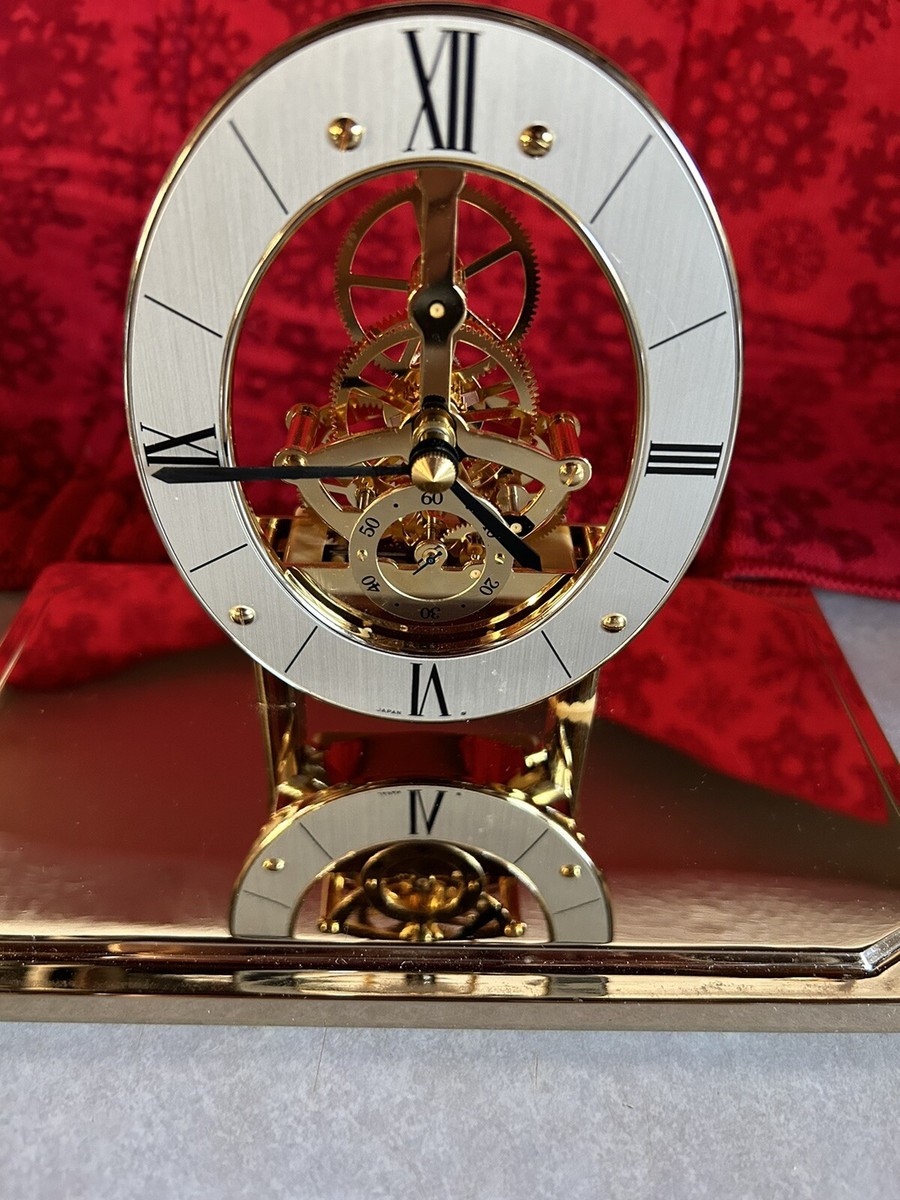 SEIKO Japan Pyramid Quartz Skeleton Mantle Open Face Clock SEIKO Japan Pyramid Quartz Skeleton Mantle Open Face Clock