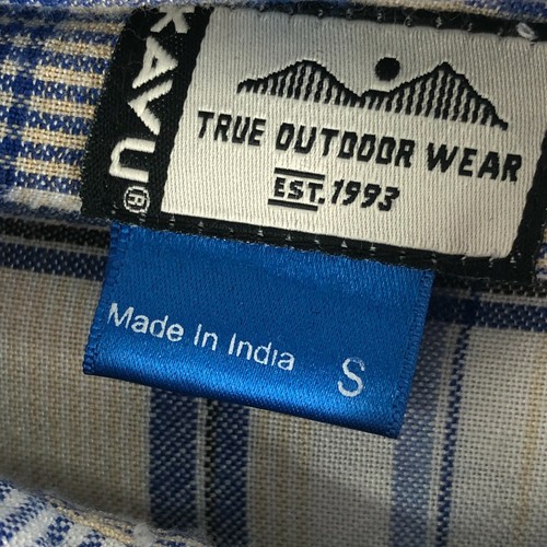 Camisa para mujer KAVU sin mangas con botones azul bronceado blanco a cuadros playa vibraciones pequeña - Imagen 3 de 8