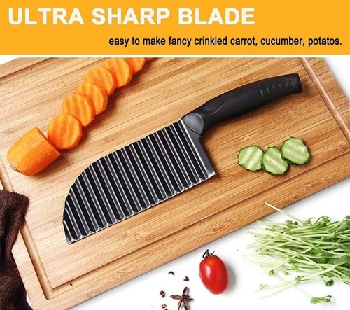 Potato Crinkle Cutter Dough Wavy Slicer Steel Kitchen Vegetable Chip Blade Knife - Picture 7 of 12