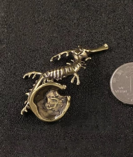 Brass Seahorse Fish Figurine Small Animal Statue Office Home Decoration Toy Gift - Picture 6 of 6