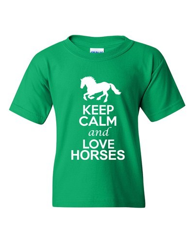 City Shirts Neu Keep Calm And Love Pferde Tierliebhaber DT Jugend Kinder T-Shirt Tee - Bild 3 von 7