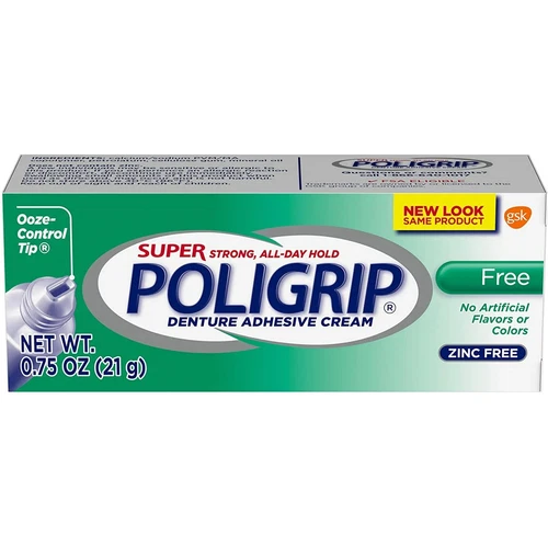 GlaxoSmithKline 06214 Poligrip Denture Adhesive Cream Zinc Free 48/Pk 0.75 Oz