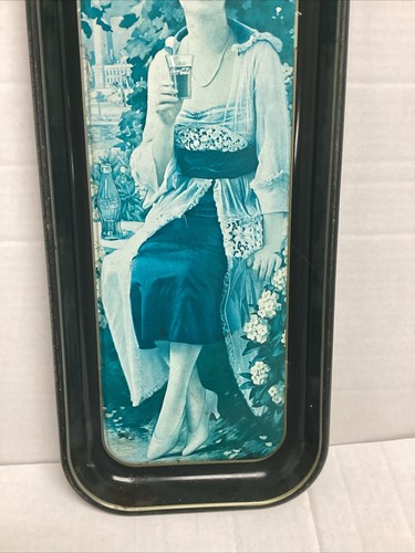 Vintage Coca-Cola Serving Metal Tray Girl Drink Coke 8.5" X 19" - Picture 3 of 6