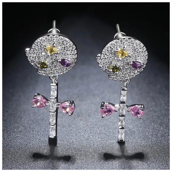 施华洛世奇水晶 Christa 银色粉彩棒棒糖耳环 S1 — 第 2/3 张图片