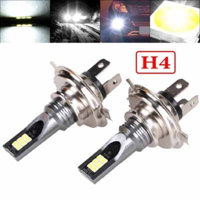 2× Ampoules H4 LED 6000K Feux Phare Lampe Xénon 12000LM 110W Phare Ampoule Neuf - Photo 1/4