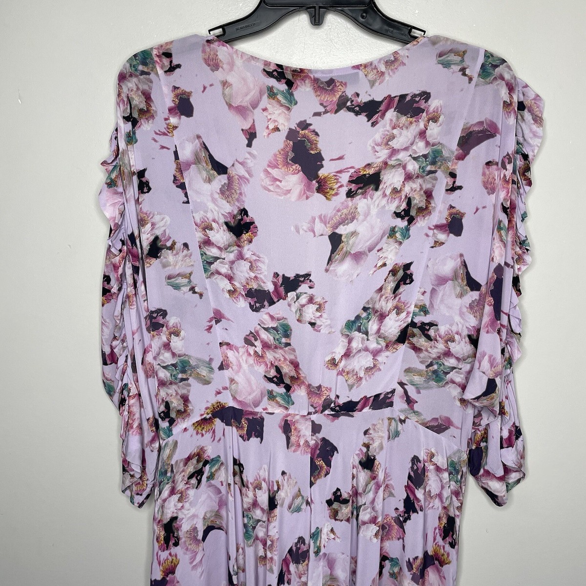 IRO Midi Dress Women 44 US 12 Floral Liky Chiffon Ruffle V