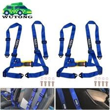 2 X BLUE 4 Point Safety Racing Harness Seat Belt 2" Straps Universal For ATV UTV