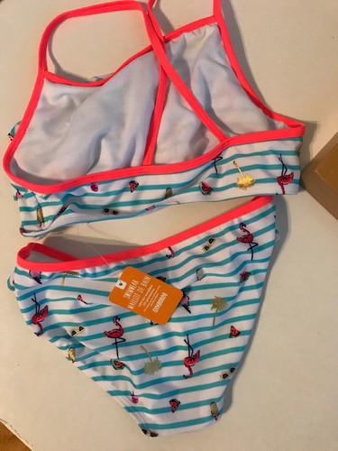 Gymboree Size XL 14 Swimsuit Tankini 2pc NWT NEW Beachy Beach Flamingo Palm - Picture 3 of 3