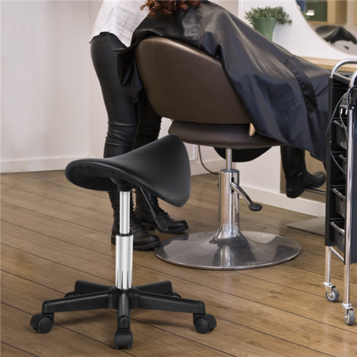PU Leather Saddle Stool Adjustable Rolling Salon Swivel Chair for Spa Massage - Picture 5 of 46