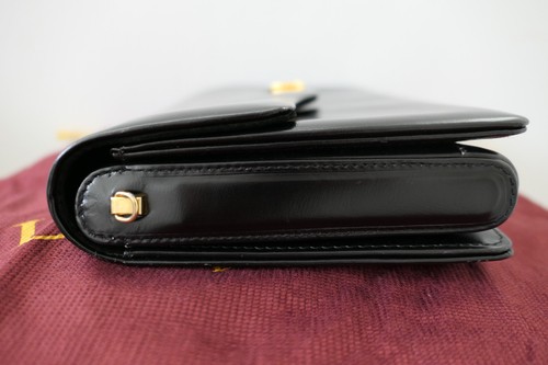 Vintage Launer London Clutch with Leather Shoulder Strap in Black Leather Bag - Picture 8 of 24