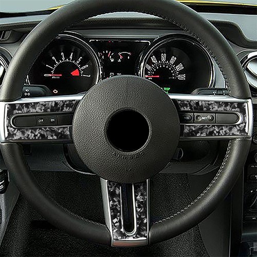 3×Forged Carbon Fiber Inner Steering Wheel Button Cover For Ford Mustang 2005-09 - Foto 4 di 10