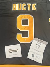 Johnny Bucyk Autographes Signed Jersey Auto Bruins Frameworth COA 