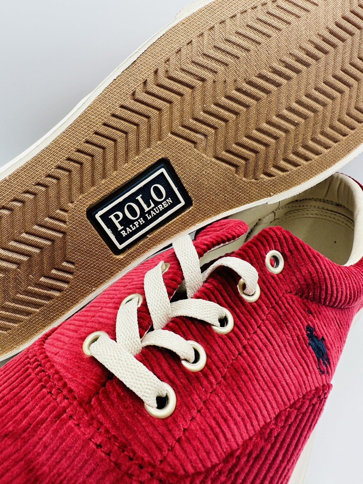 NUOVA POLO RALPH LAUREN KEATON PONY SNEAKERS STRINGATE IN VELLUTO A COSTE TAGLIA 11 UOMO Borgogna