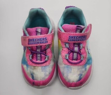 SKECHERS Toddler Girl's Size US 6 'Rainbow Racer' sneakers light up Regular Use