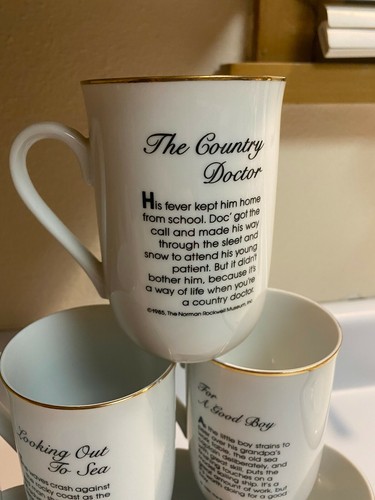 Vintage ~ 1982 & 1985 Norman Rockwell Museum Collection ~ Set of 8 Coffee Cups - Picture 10 of 12
