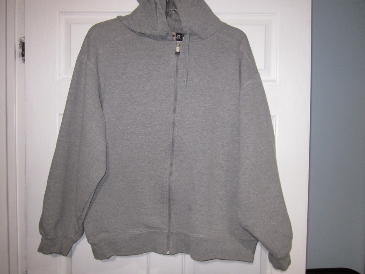 RUSSELL ATHLETIC GYM GRAY TEAM ISSUE FULL ZIP HOODIE, MENS