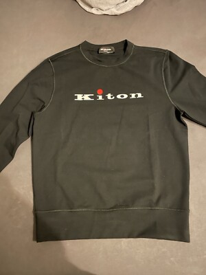 Kiton Pullover mit Rundhalsausschnitt und Logo Schwarz (Neu) Größe S