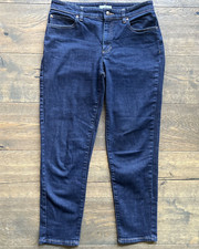 Eileen Fisher Organic Cotton Sz 6 Jeans Stretch Straight Leg Dark Rinse Denim