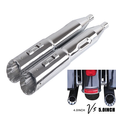 5.0'' Stepped Pipes for Harley Slip Ons Touring 95-16, Road Glide, Nice Tip