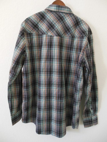 Camisa a Cuadros Azul Estilo Occidental Marca Coastal Para Hombres Cierre con Botones a Presión Talla XL - Imagen 7 de 8