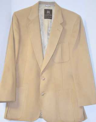 Lanvin Paris New York Barons Men Coat Jacket Liteweight Feather Suede Tan