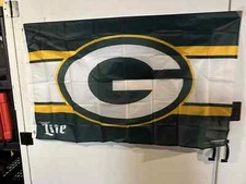 Green Bay Packers X Miller Lite Flag 29” X 48” Banner New Football Man Cave