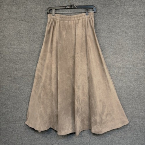 Toffs Vintage Leather Circle Skirt Womens 10 Beige Suede Long Midi Zip Western