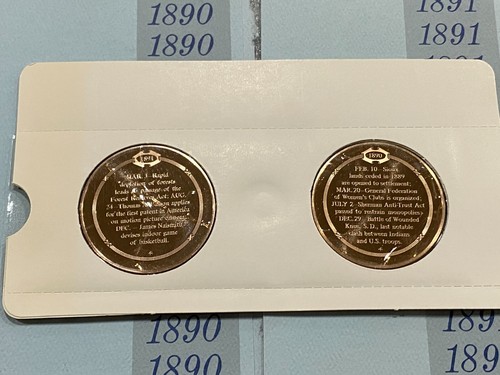 Franklin Mint History Of The United States 2 Bronze Medals 1890-1891 Mint Sealed - Picture 3 of 5