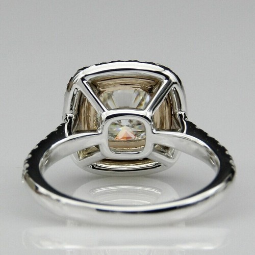 3.25Ct Round Lab Created Diamond Halo Engagement Wedding 14K white Gold FN Ring - Afbeelding 5 van 13