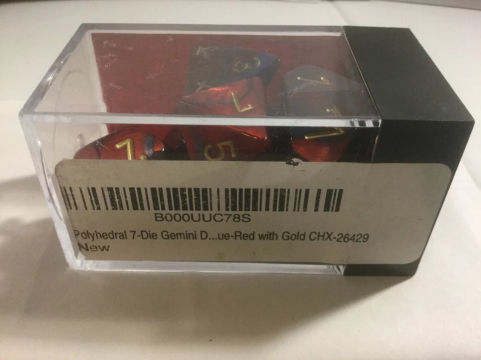 Juego de 7 dados DICE Chessex Gemini AZUL/ROJO mármol brillante d20 d10 d6 26429 Foto 3 de 4