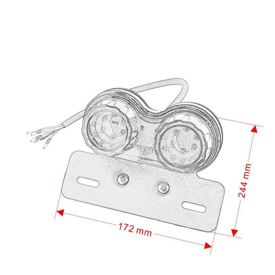 Motorcycle LED Dual Twin Brake Tail Turn signal License Plate Integrated Light - Image 3 of 4