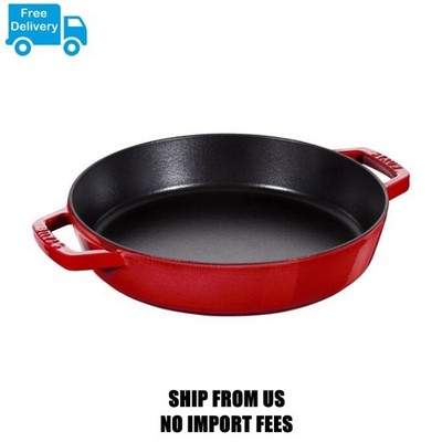 Staub Cast Iron13-inch, Double Handle Fry Pan, cherry