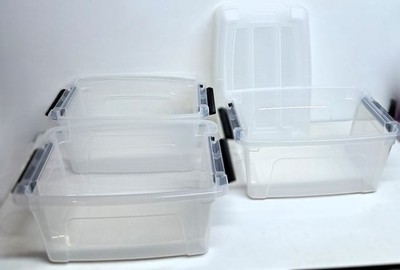 Iris Ohyama, 3Er-Set, Aufbewahrungsboxen, 5 L, Mit Clips, Stapelbar, Transparent