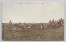 Vintage Steam Plow at Work Swift Co Minnesota Postcard H.G. Zimmerman