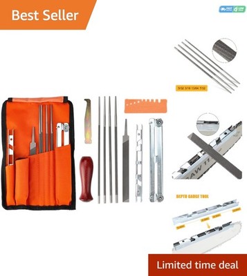 Portable 11-Piece Chainsaw Sharpening Kit with Round Files for Precision Cutting